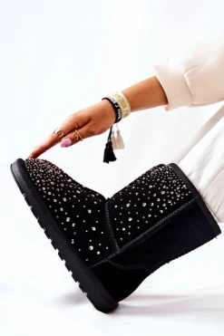 Best Boto Śniegowce Ocieplane Z Dżetami Czarne Mariella