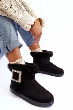 Boto Śniegowce Damskie*Śniegowce Ocieplane Z Klamrą Czarne Dulca Czarny