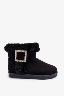 Boto Śniegowce Damskie*Śniegowce Ocieplane Z Klamrą Czarne Dulca Czarny