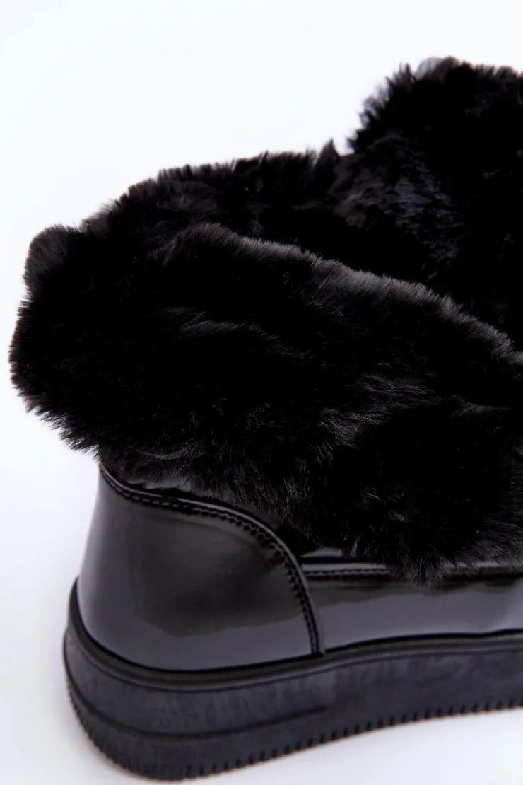 Damskie Evento Śniegowce Sznurowane Damskie Z Futerkiem Czarne Lexxina