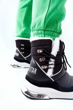 Clearance Big Star Shoes Śniegowce Wiązane Big Star II274279 Czarne