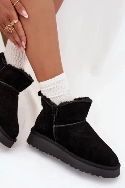 Damskie Buty damskie Vinceza Śniegowce Z Naturalnego Zamszu Ocieplane Futerkiem Vinceza 97961 Czarne