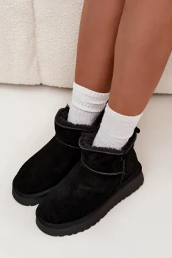 Damskie Buty damskie Vinceza Śniegowce Z Naturalnego Zamszu Ocieplane Futerkiem Vinceza 97961 Czarne