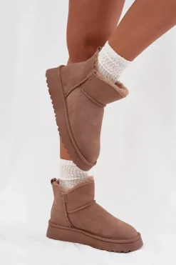 Best Buty damskie Vinceza Śniegowce Z Naturalnego Zamszu Ocieplane Futerkiem Vinceza 97961 Beżowe Beżowy