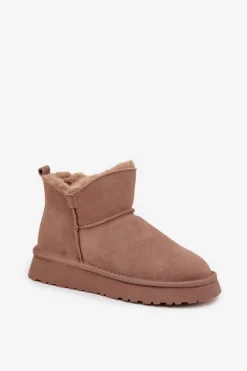 Best Buty damskie Vinceza Śniegowce Z Naturalnego Zamszu Ocieplane Futerkiem Vinceza 97961 Beżowe Beżowy