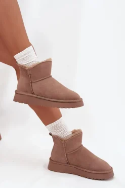 Best Buty damskie Vinceza Śniegowce Z Naturalnego Zamszu Ocieplane Futerkiem Vinceza 97961 Beżowe Beżowy