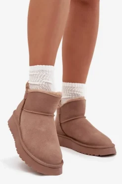 Best Buty damskie Vinceza Śniegowce Z Naturalnego Zamszu Ocieplane Futerkiem Vinceza 97961 Beżowe Beżowy