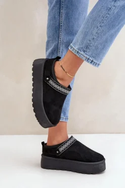 Damskie Boto Śniegowce Z Ozdobnym Haftem Czarne Selithria