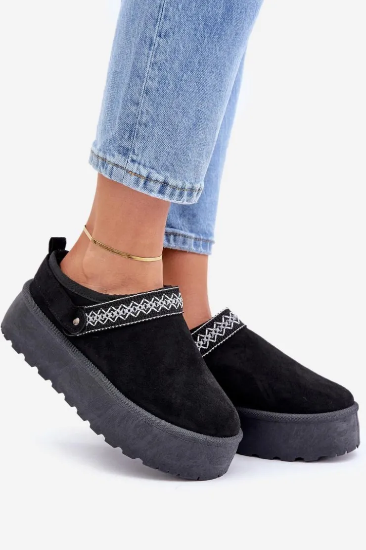 Damskie Boto Śniegowce Z Ozdobnym Haftem Czarne Selithria