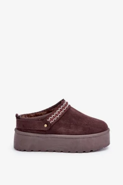 Online Boto Śniegowce Z Ozdobnym Haftem Czekoladowe Selithria