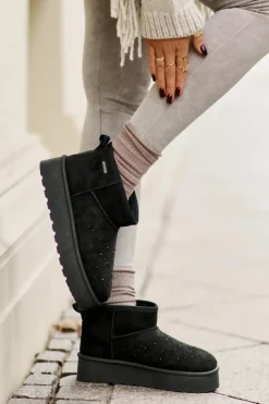 Damskie Big Star Shoes Śniegowce Ze Zdobieniem Na Platformie Big Star OO274A105 Czarne