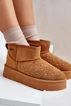 Damskie Big Star Shoes Śniegowce Ze Zdobieniem Na Platformie Big Star OO274A104 Camel