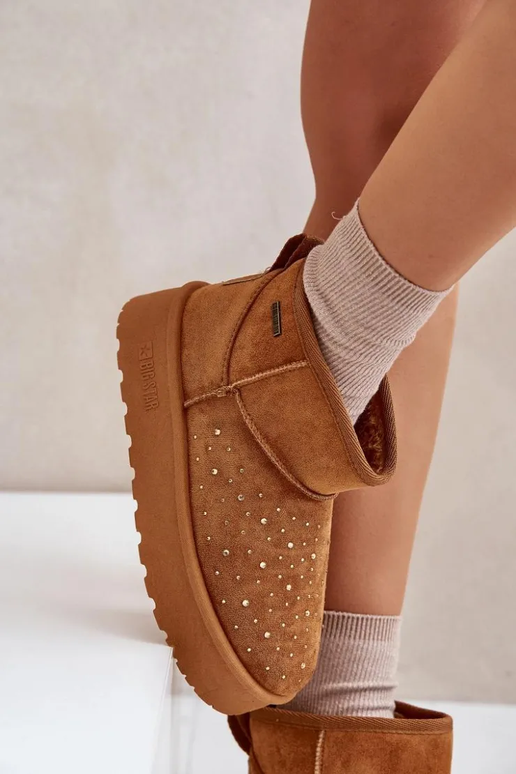 Damskie Big Star Shoes Śniegowce Ze Zdobieniem Na Platformie Big Star OO274A104 Camel