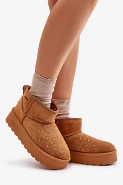 Damskie Big Star Shoes Śniegowce Ze Zdobieniem Na Platformie Big Star OO274A104 Camel