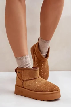 Damskie Big Star Shoes Śniegowce Ze Zdobieniem Na Platformie Big Star OO274A104 Camel