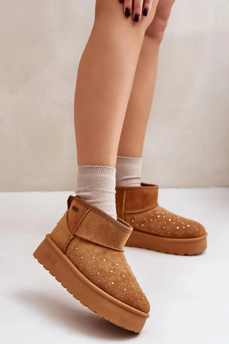 Damskie Big Star Shoes Śniegowce Ze Zdobieniem Na Platformie Big Star OO274A104 Camel