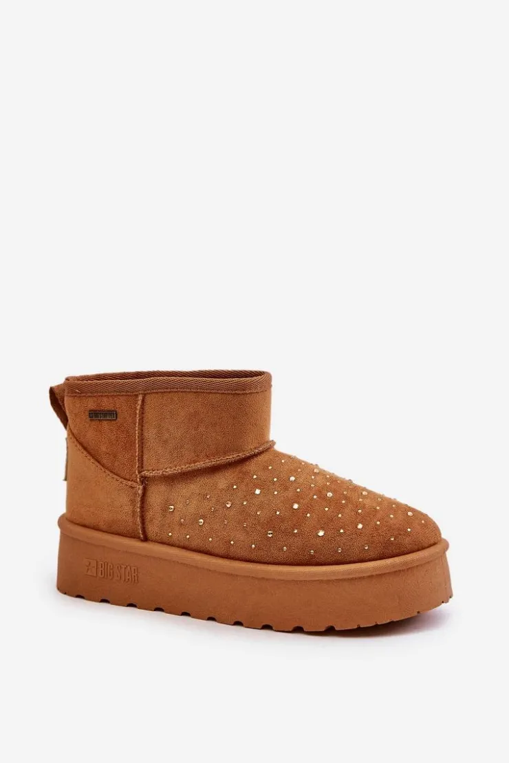 Damskie Big Star Shoes Śniegowce Ze Zdobieniem Na Platformie Big Star OO274A104 Camel