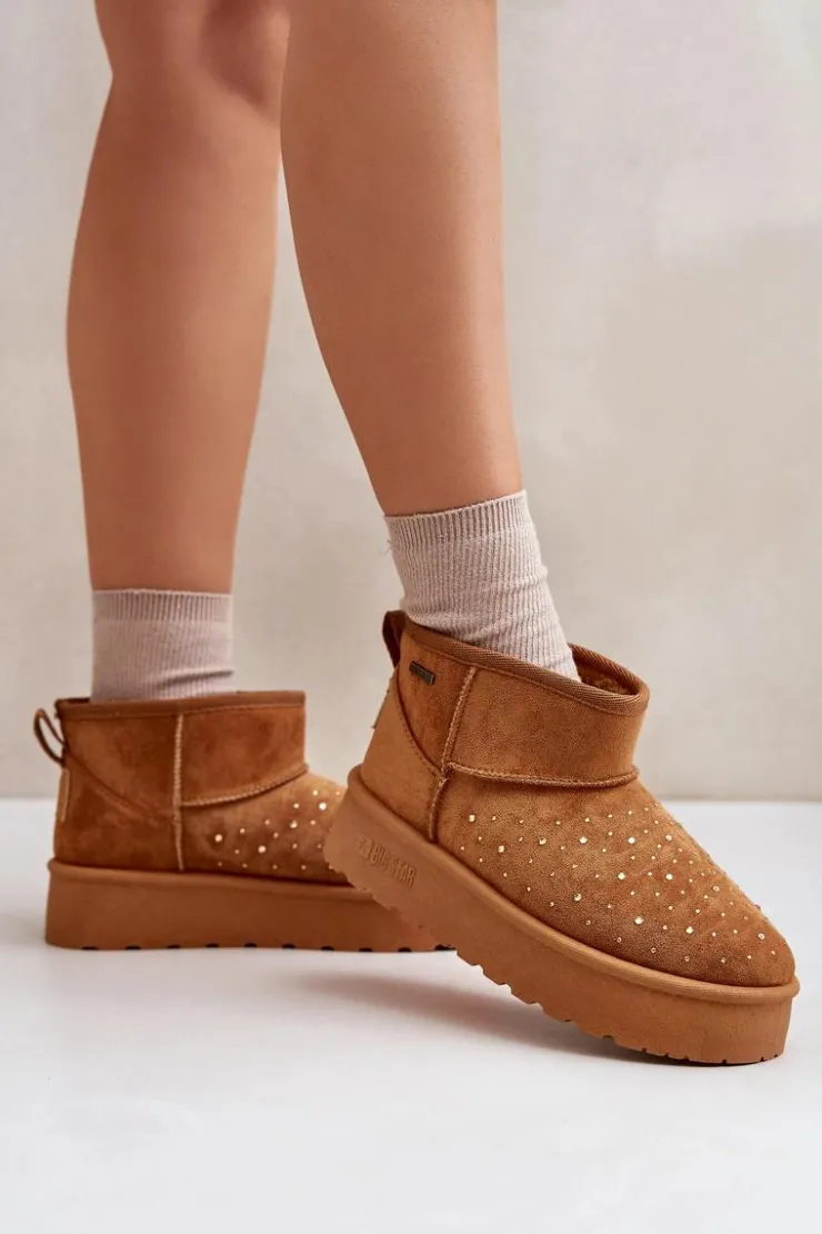 Damskie Big Star Shoes Śniegowce Ze Zdobieniem Na Platformie Big Star OO274A104 Camel