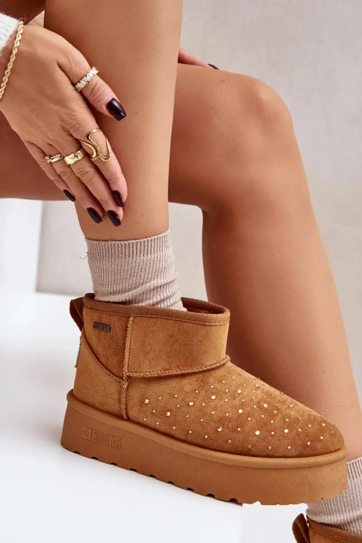 Damskie Big Star Shoes Śniegowce Ze Zdobieniem Na Platformie Big Star OO274A104 Camel