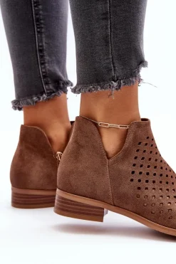 Buty damskie Vinceza Botki Wiosenne|Czarne Botki*Niskie Botki Damskie Na Płaskim Obcasie Brązowe Janetris