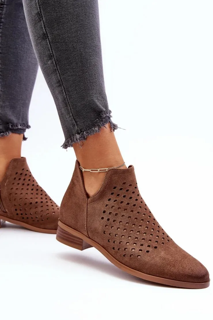 Buty damskie Vinceza Botki Wiosenne|Czarne Botki*Niskie Botki Damskie Na Płaskim Obcasie Brązowe Janetris