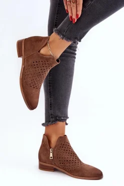 Buty damskie Vinceza Botki Wiosenne|Czarne Botki*Niskie Botki Damskie Na Płaskim Obcasie Brązowe Janetris