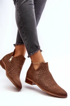 Buty damskie Vinceza Botki Wiosenne|Czarne Botki*Niskie Botki Damskie Na Płaskim Obcasie Brązowe Janetris