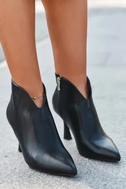 Damskie Boto Niskie Botki Damskie Na Szpilce Czarne Jolivra