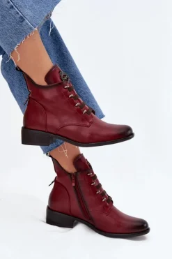 Boto Botki Ocieplane|Czarne Botki*Niskie Botki Ocieplane Na Zamek Z Ozdobą Bordowe Nevalia