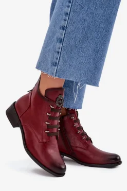 Boto Botki Ocieplane|Czarne Botki*Niskie Botki Ocieplane Na Zamek Z Ozdobą Bordowe Nevalia