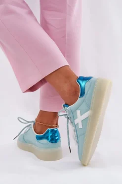 Boto Sneakersy Damskie*Niskie Buty Sportowe Damskie W Panterkę Miętowe Zelevelis