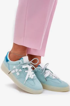 Boto Sneakersy Damskie*Niskie Buty Sportowe Damskie W Panterkę Miętowe Zelevelis