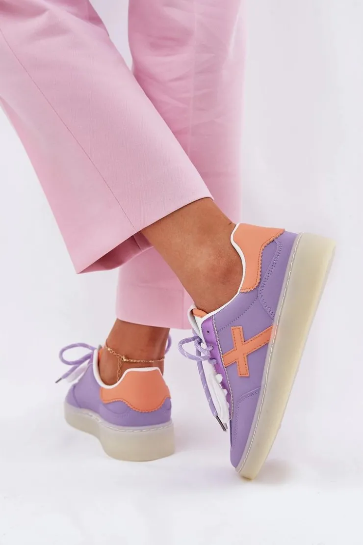 Boto Sneakersy Damskie*Niskie Buty Sportowe Damskie Fioletowe Zelevelis Fioletowy