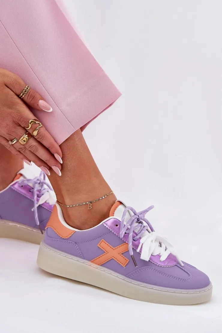Boto Sneakersy Damskie*Niskie Buty Sportowe Damskie Fioletowe Zelevelis Fioletowy