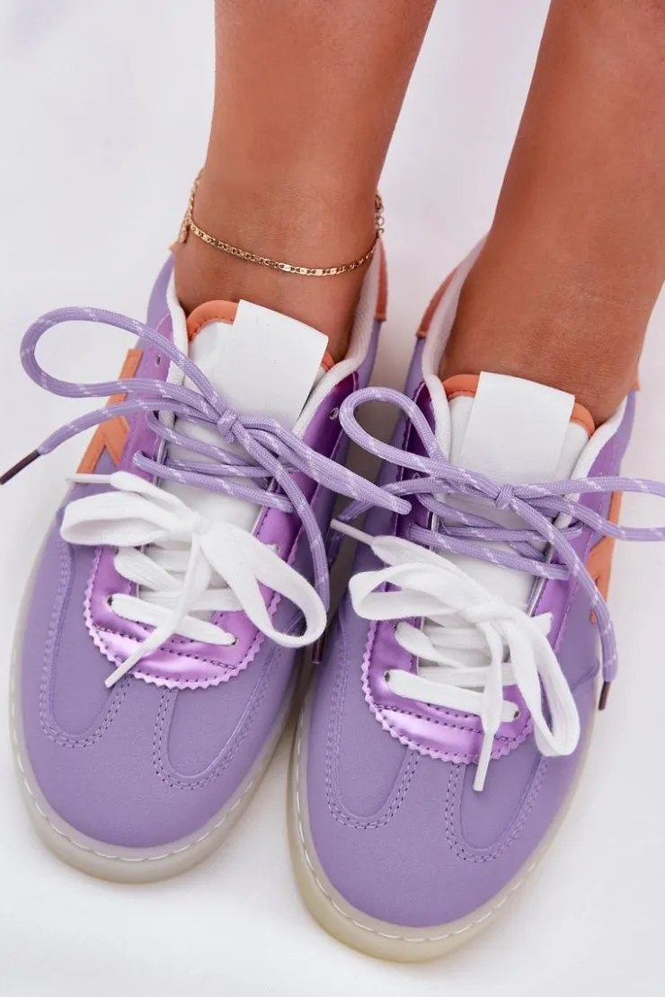 Boto Sneakersy Damskie*Niskie Buty Sportowe Damskie Fioletowe Zelevelis Fioletowy