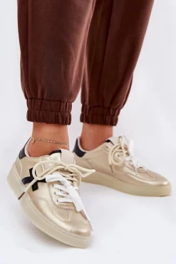 Damskie Boto Niskie Buty Sportowe Damskie Złote Zelevelis