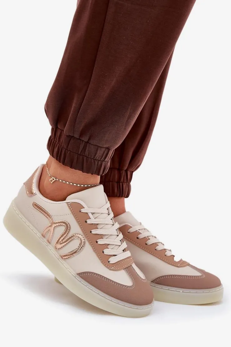 Damskie Boto Niskie Buty Sportowe Damskie Z Eko Skóry Beżowe Iladira