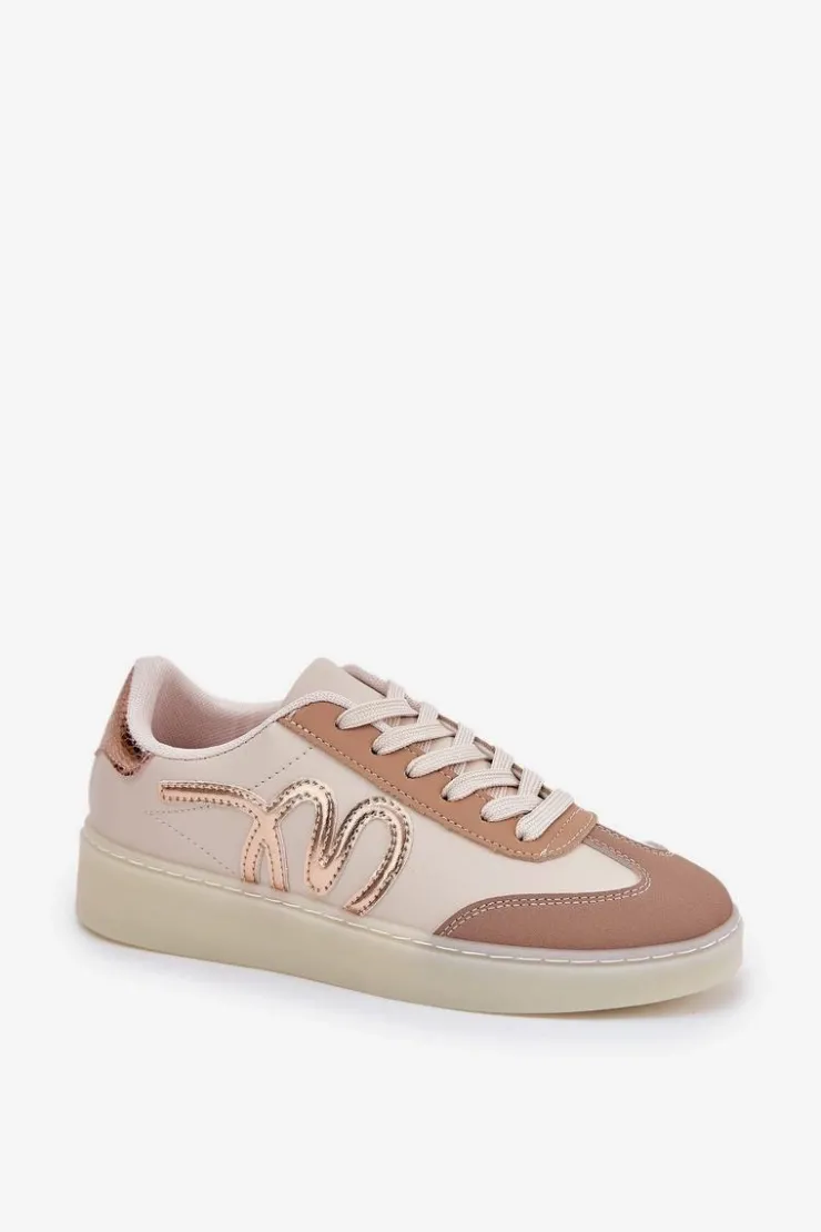 Damskie Boto Niskie Buty Sportowe Damskie Z Eko Skóry Beżowe Iladira