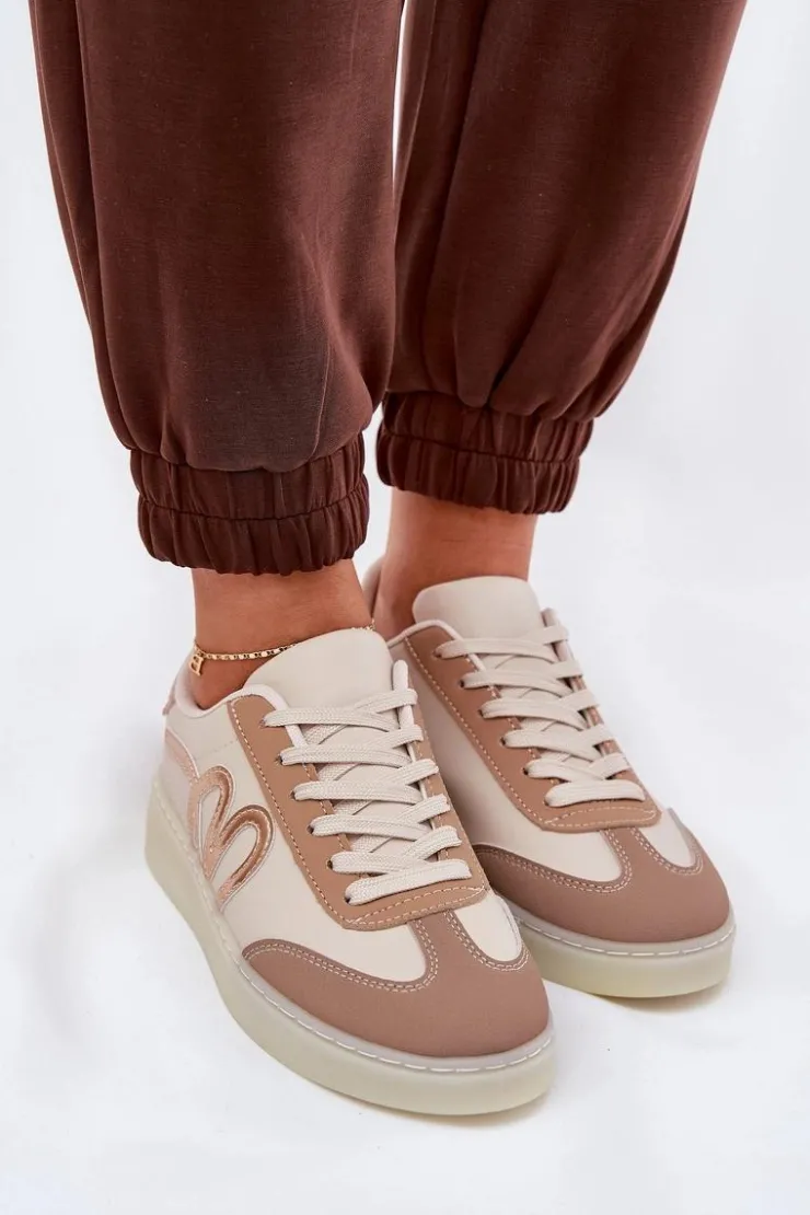 Damskie Boto Niskie Buty Sportowe Damskie Z Eko Skóry Beżowe Iladira