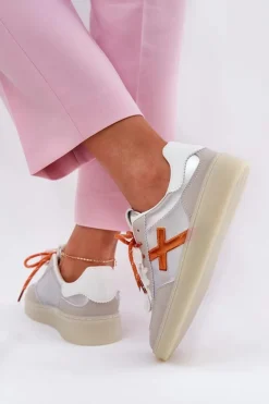 Damskie Boto Niskie Buty Sportowe Damskie Srebrne Zelevelis