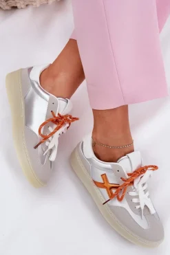 Damskie Boto Niskie Buty Sportowe Damskie Srebrne Zelevelis