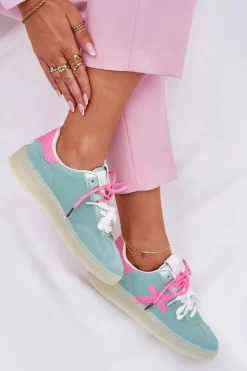 Damskie Boto Niskie Buty Sportowe Damskie W Panterkę Miętowo-Różowe Zelevelis