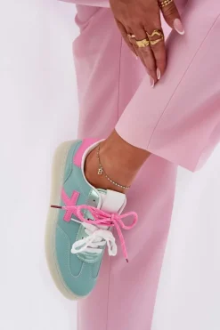 Damskie Boto Niskie Buty Sportowe Damskie W Panterkę Miętowo-Różowe Zelevelis