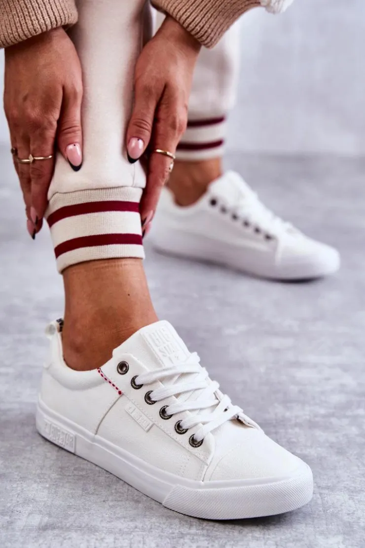 Damskie Big Star Shoes Niskie Damskie Materiałowe Trampki Big Star KK274003 Białe