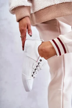 Damskie Big Star Shoes Niskie Damskie Materiałowe Trampki Big Star KK274003 Białe