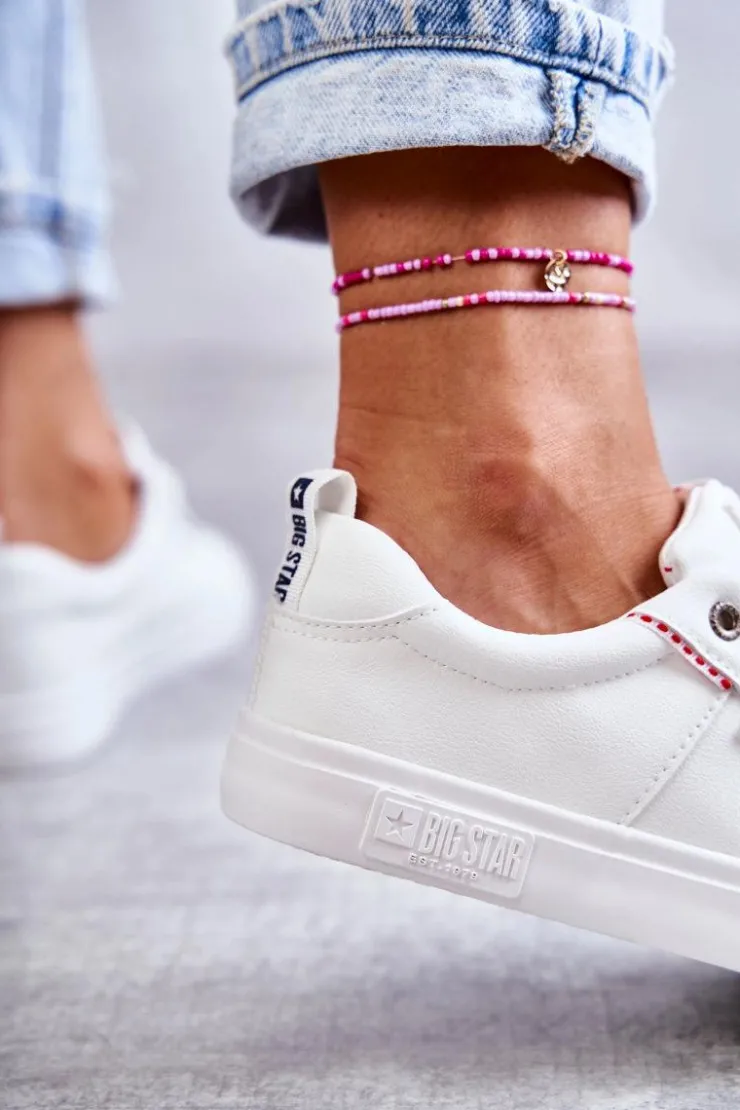 Damskie Big Star Shoes Niskie Damskie Skórzane Trampki Big Star KK274005 Białe