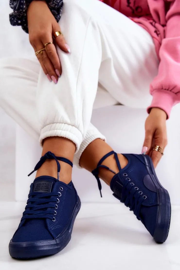 Damskie Big Star Shoes Niskie Damskie Tenisówki Big Star JJ274067 Granatowe