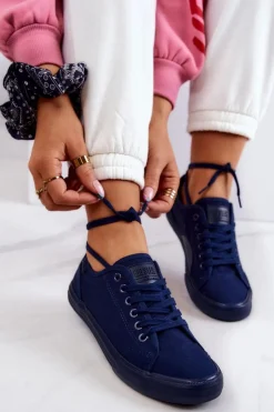 Damskie Big Star Shoes Niskie Damskie Tenisówki Big Star JJ274067 Granatowe