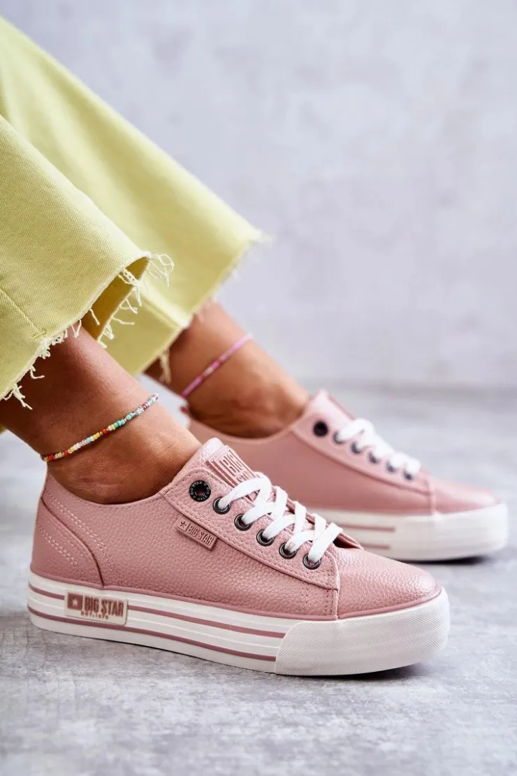 Damskie Big Star Shoes Niskie Damskie Trampki Big Star KK274016 Różowe
