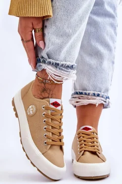 Lee Cooper Trampki Damskie Niskie*Niskie Damskie Trampki Na Platformie LCW-23-44-1655L Beżowe